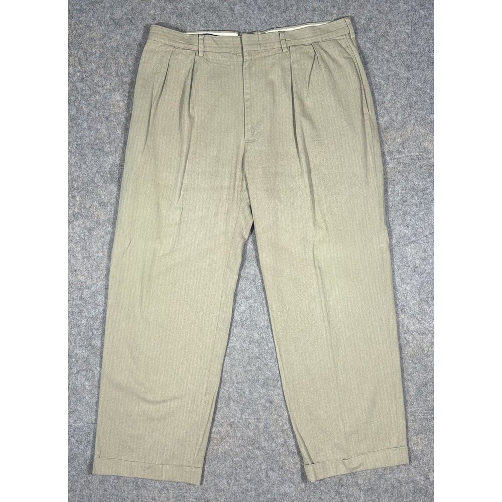 Polo Ralph Lauren Baggy Trousers Men’s 38x32 (37x28) Khaki Pleat Straight Cuff
